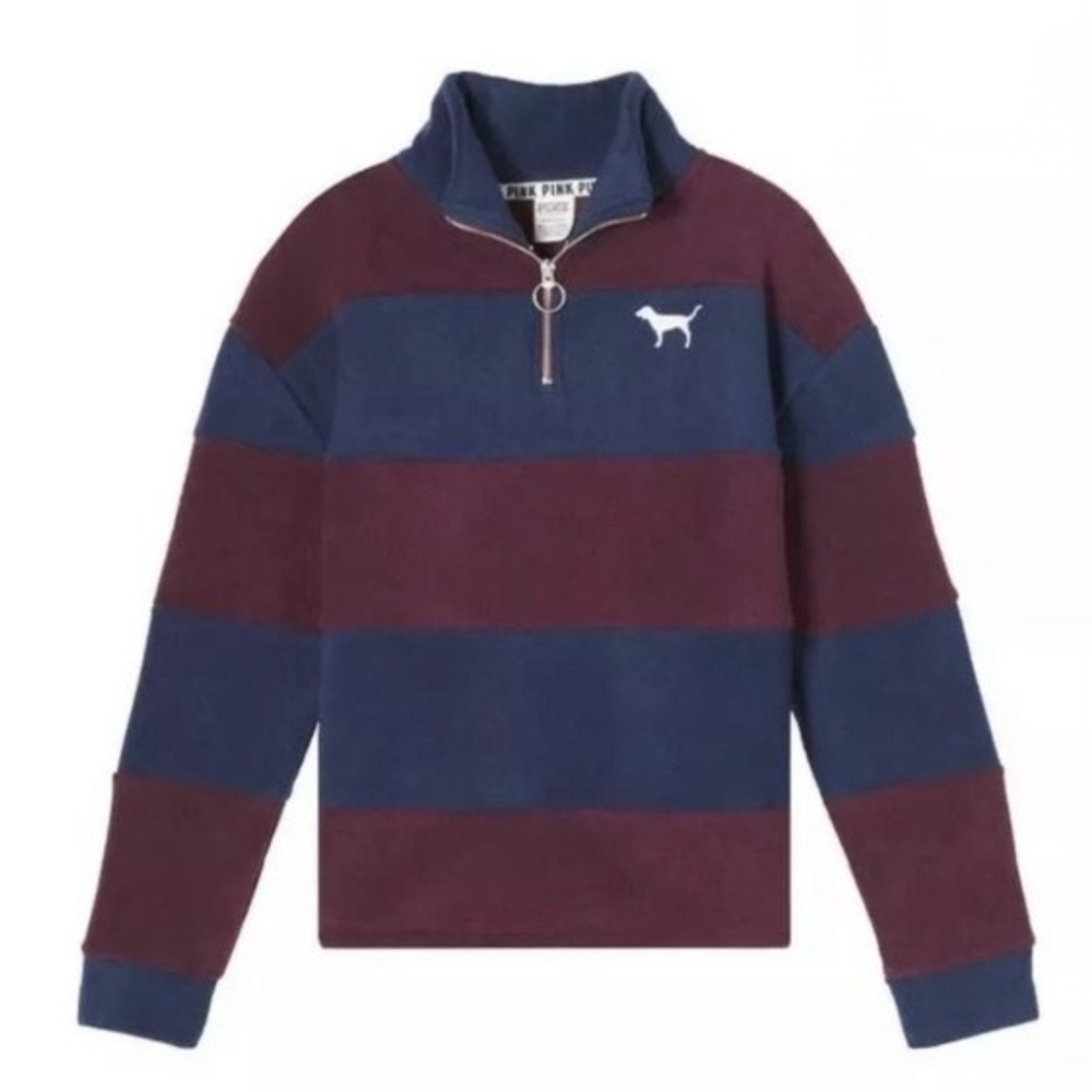 PINK Victoria's Secret Navy and Maroon Fleece Jacket